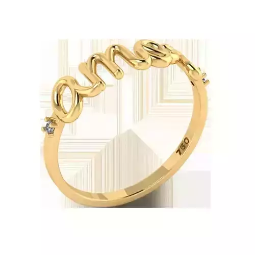 Amen Script Golden Engagement Ring 3D print model