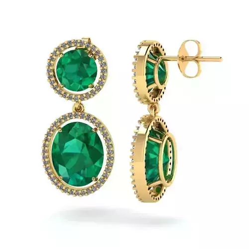 Oval Shaped Eardrops with Emerald