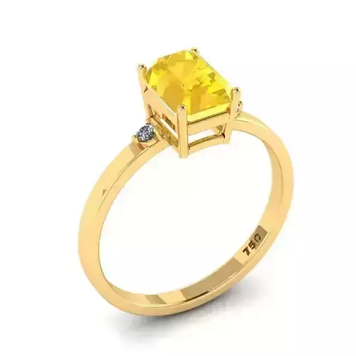 Thin Golden Engagement Ring with Yellow Gemstone