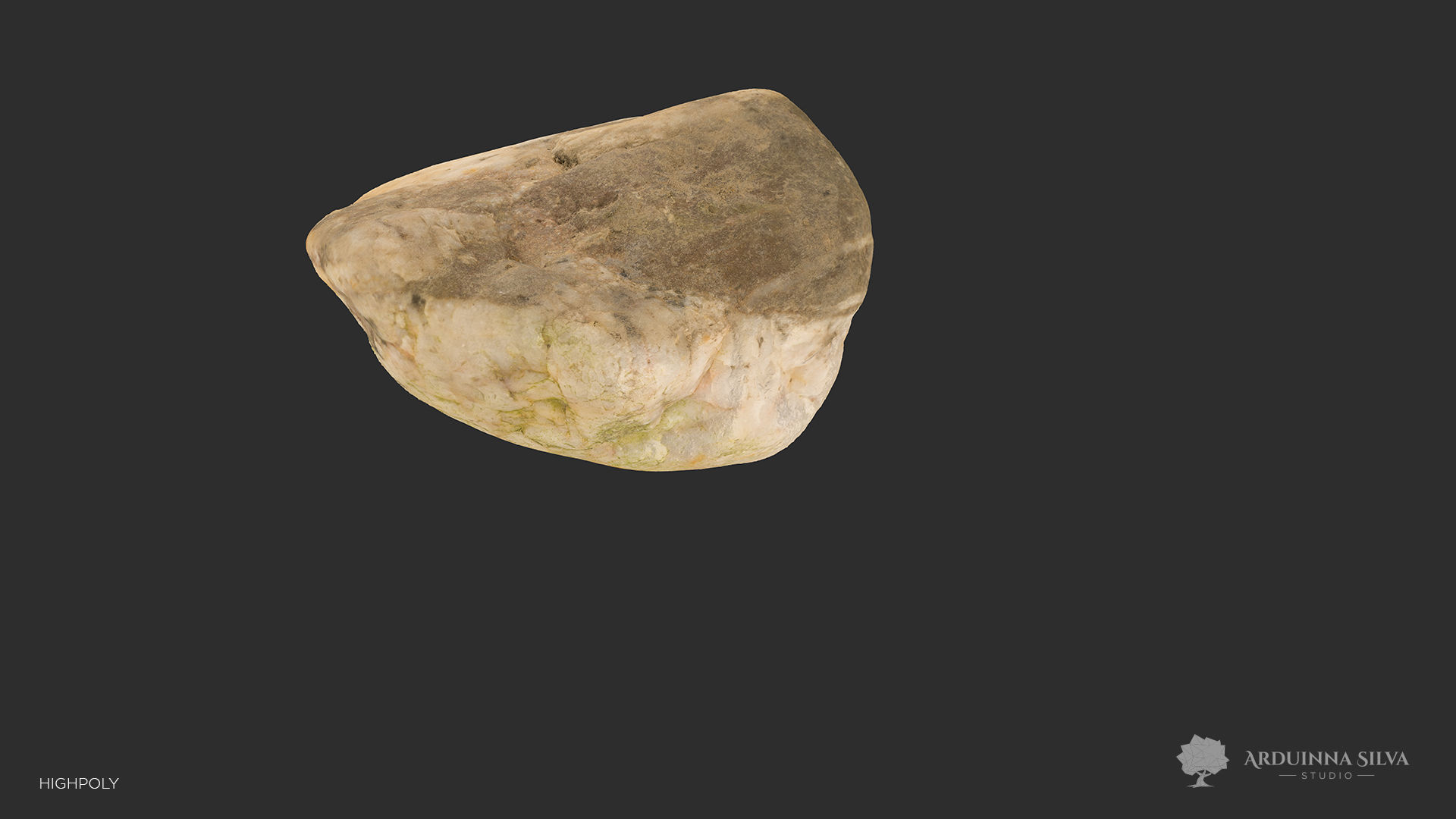Small river rock 001 - Photogrammetry Low-poly 3D model_5
