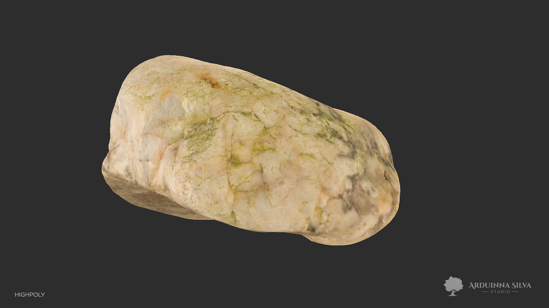 Small river rock 001 - Photogrammetry Low-poly 3D model_6