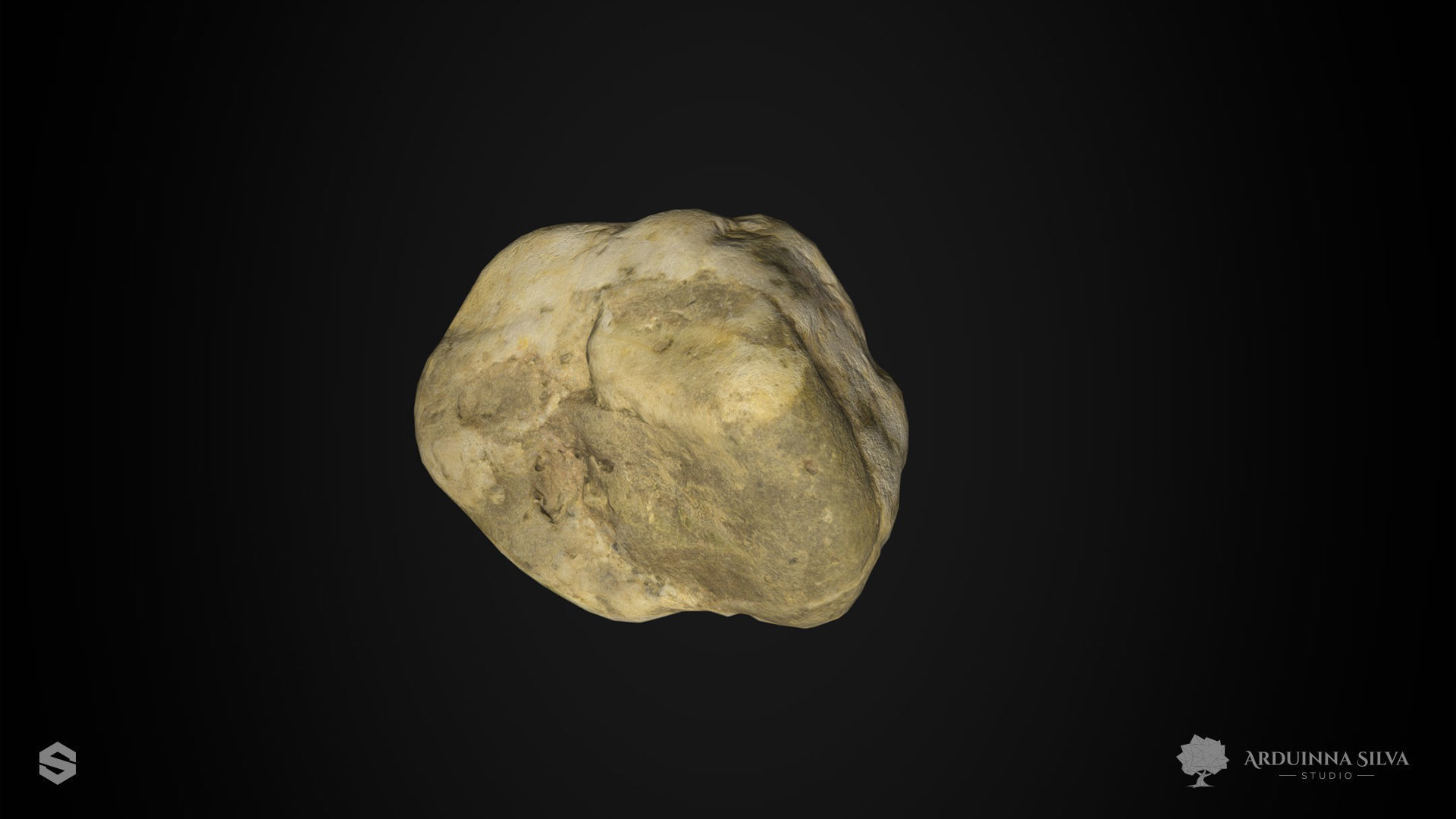 Small river rock 001 - Photogrammetry Low-poly 3D model_2