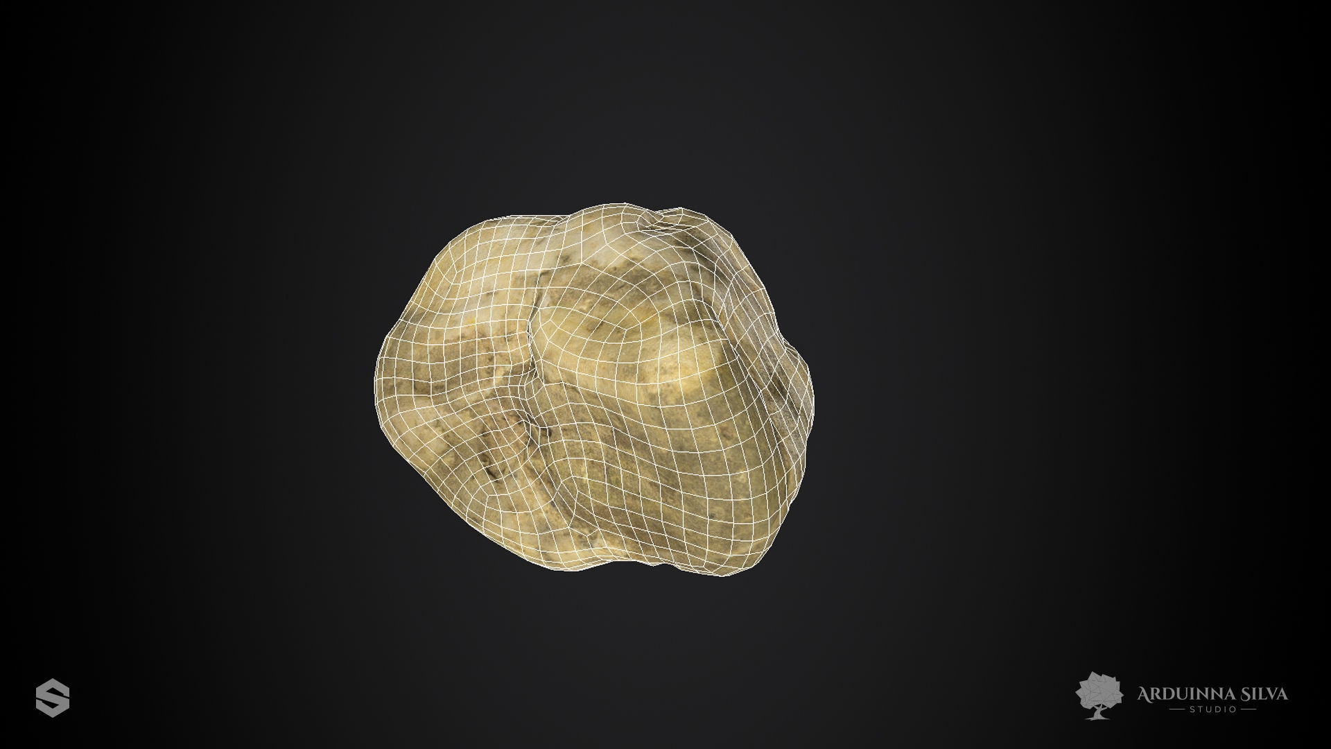 Small river rock 001 - Photogrammetry Low-poly 3D model_4