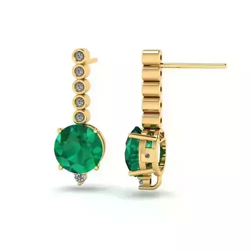 Golden Drop Earrings with Emeralds