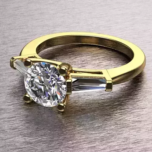 Golden Engagement Ring With Diamonds