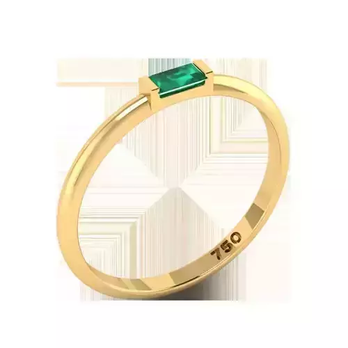 Golden Engagement Ring With Emerald
