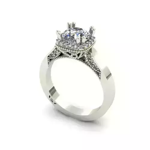 Carved Engagement Ring With Diamonds 1