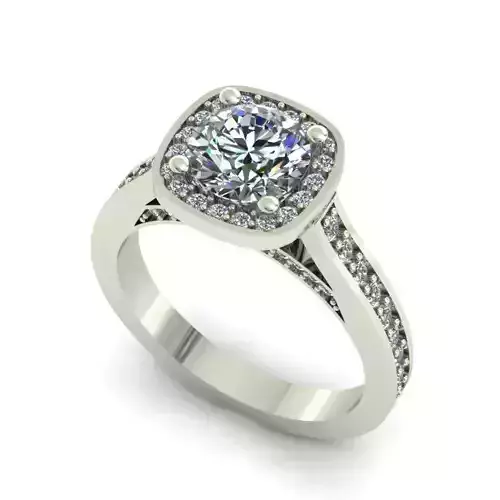Square Halo Engagement Ring With Diamonds 1
