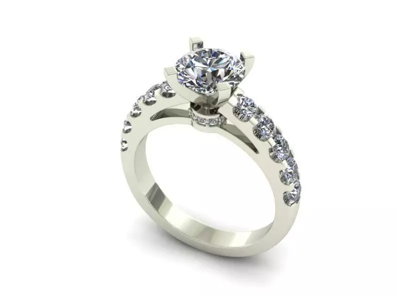 Engagement Ring With Diamonds 154 3D print model