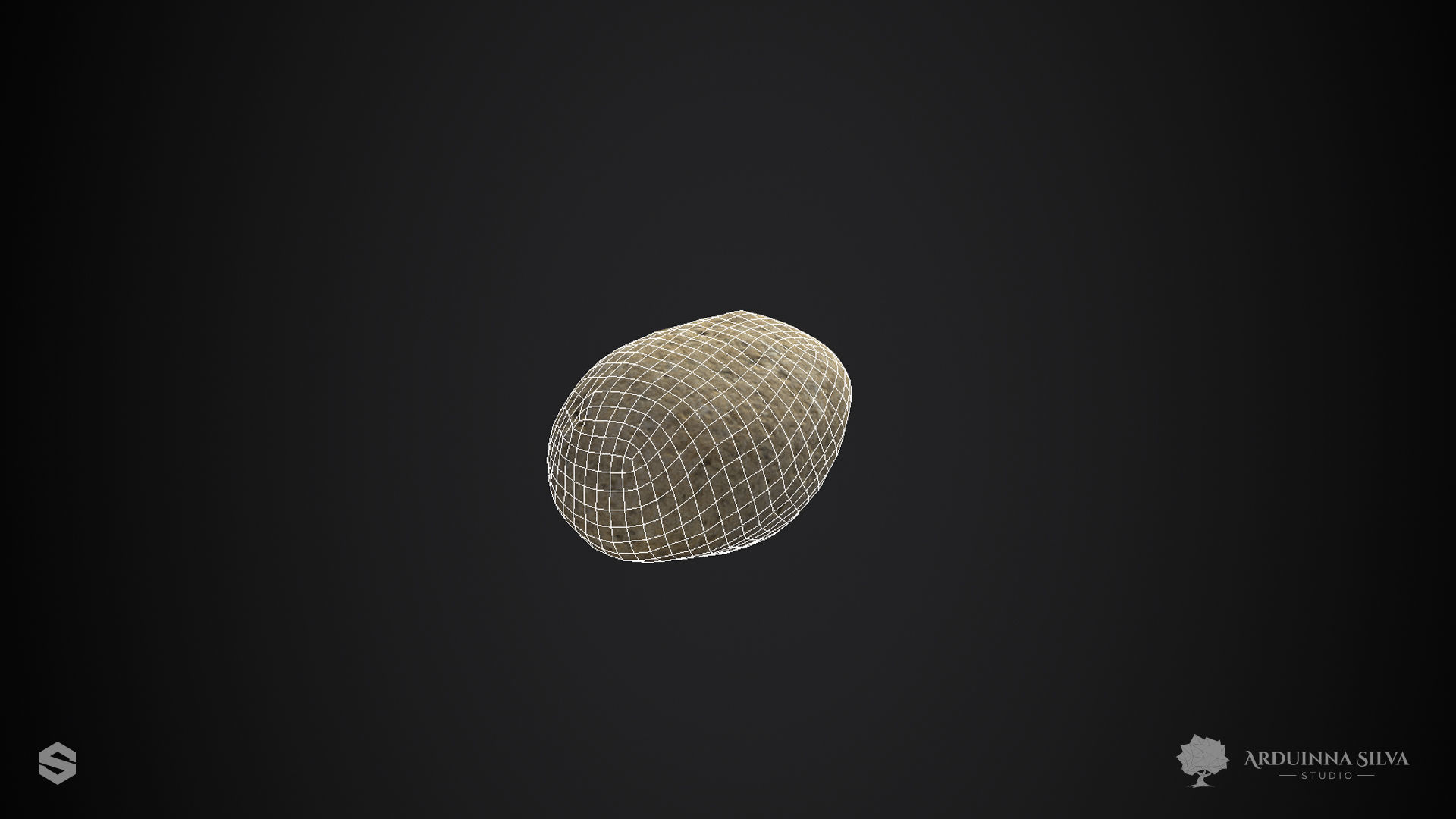 Small river rock 002 - Photogrammetry Low-poly 3D model_5