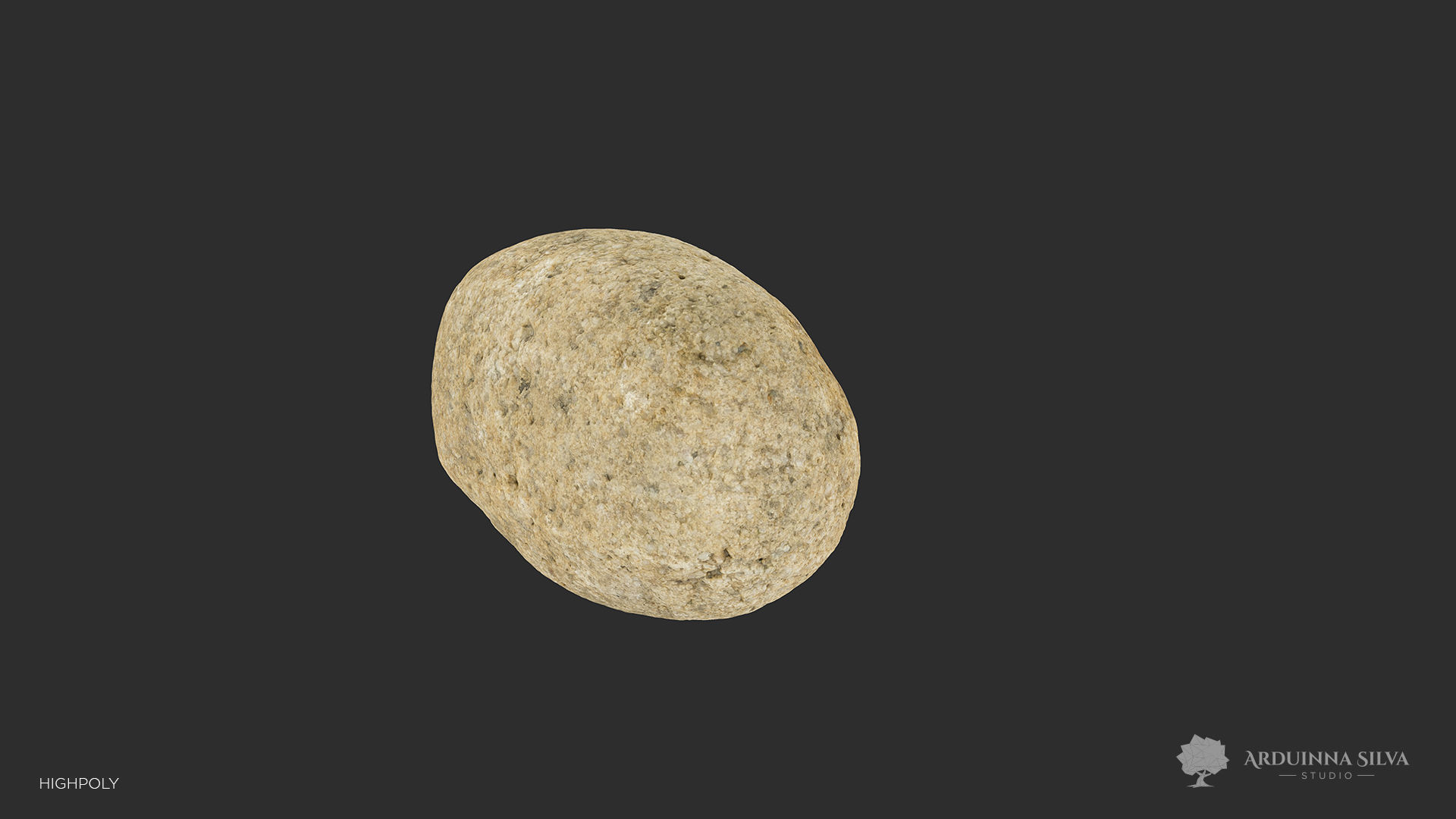 Small river rock 002 - Photogrammetry Low-poly 3D model_4