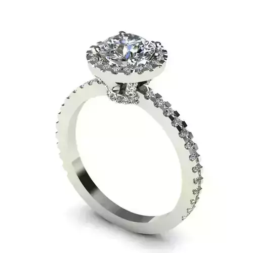 Round Halo Engagement Ring With Diamonds