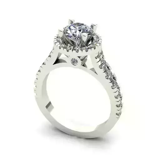 Round Halo Engagement Ring With Diamonds 1