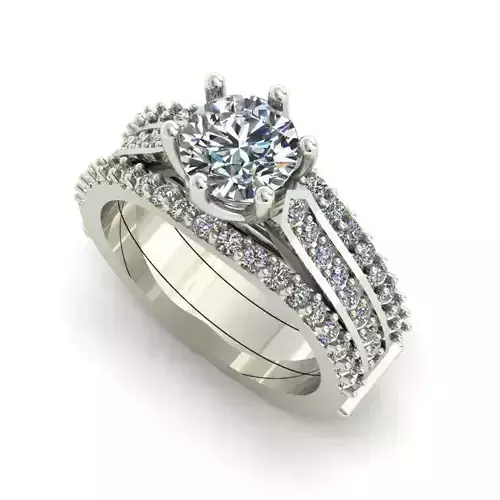 Wide Engagement Ring With Diamonds