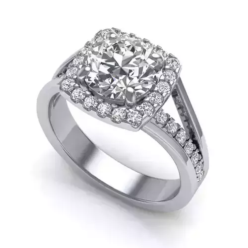 Square Halo Engagement Ring With Diamonds 2