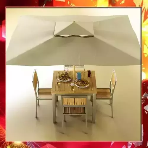 Exterior bar table chair parasol food and drink