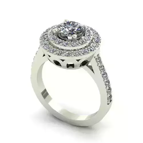 Round Carved Halo Engagement Ring With Diamonds 1
