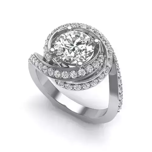 Swirl and Loop Engagement Ring With Diamonds 1