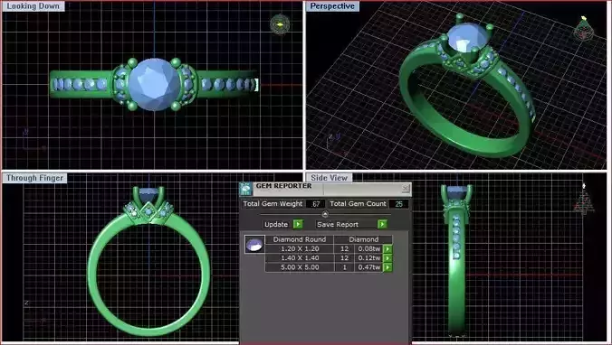 Engagement Ring With Diamonds 163 3D print model