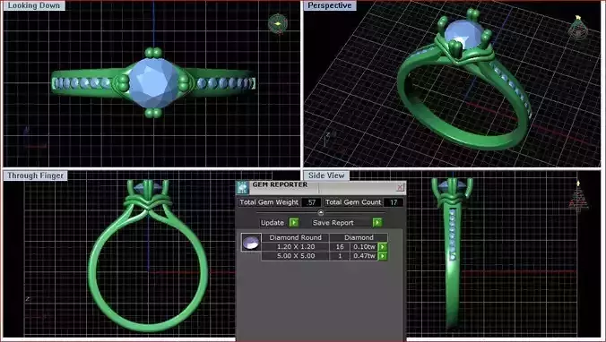 Engagement Ring With Diamonds 164 3D print model