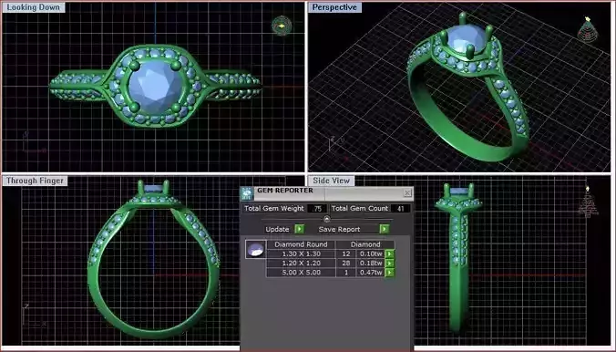 Halo Engagement Ring With Diamonds 1 3D print model