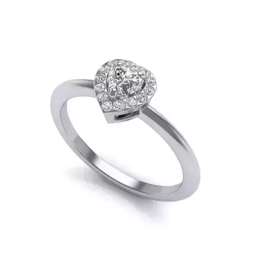 Heart Shaped Engagement Ring With Diamonds 6 3D print model