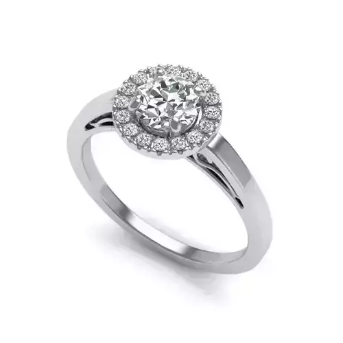 Round Carved Halo Engagement Ring With Diamonds 2
