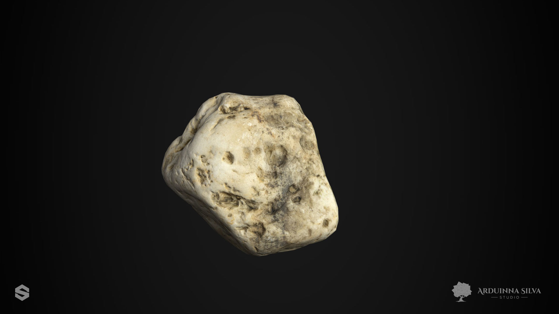 Small river rock 003 - Photogrammetry Low-poly 3D model_4