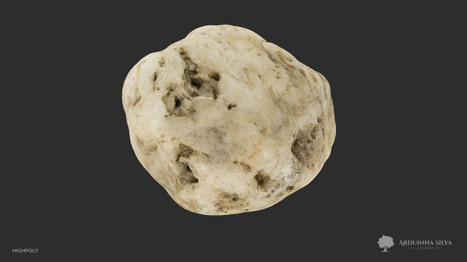 Small river rock 003 - Photogrammetry Low-poly 3D model_3