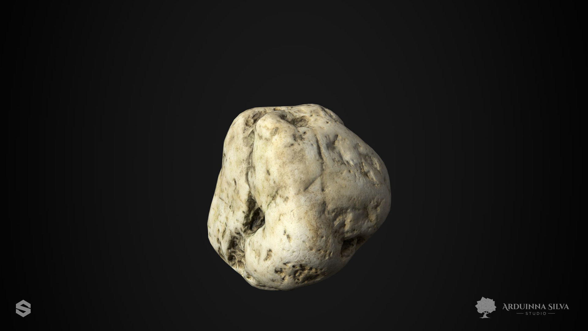 Small river rock 003 - Photogrammetry Low-poly 3D model_6