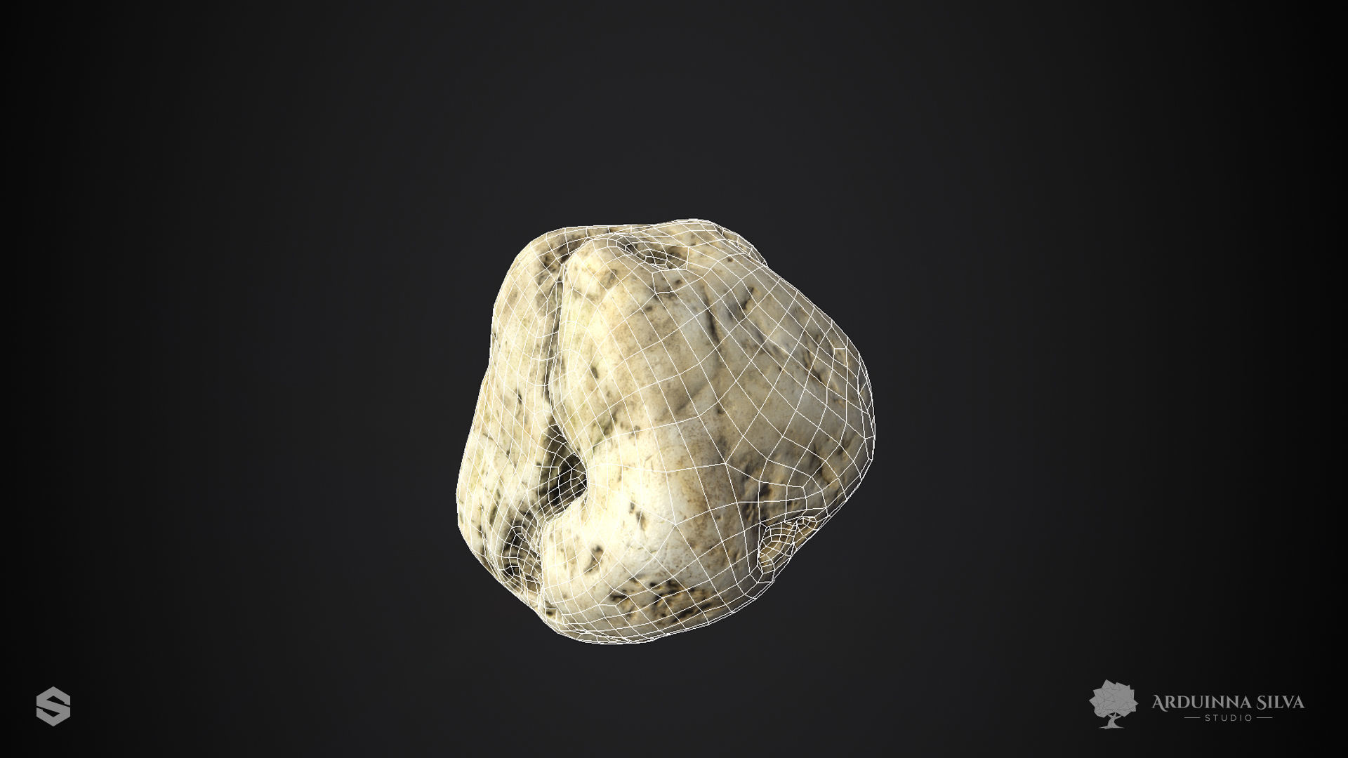 Small river rock 003 - Photogrammetry Low-poly 3D model_5
