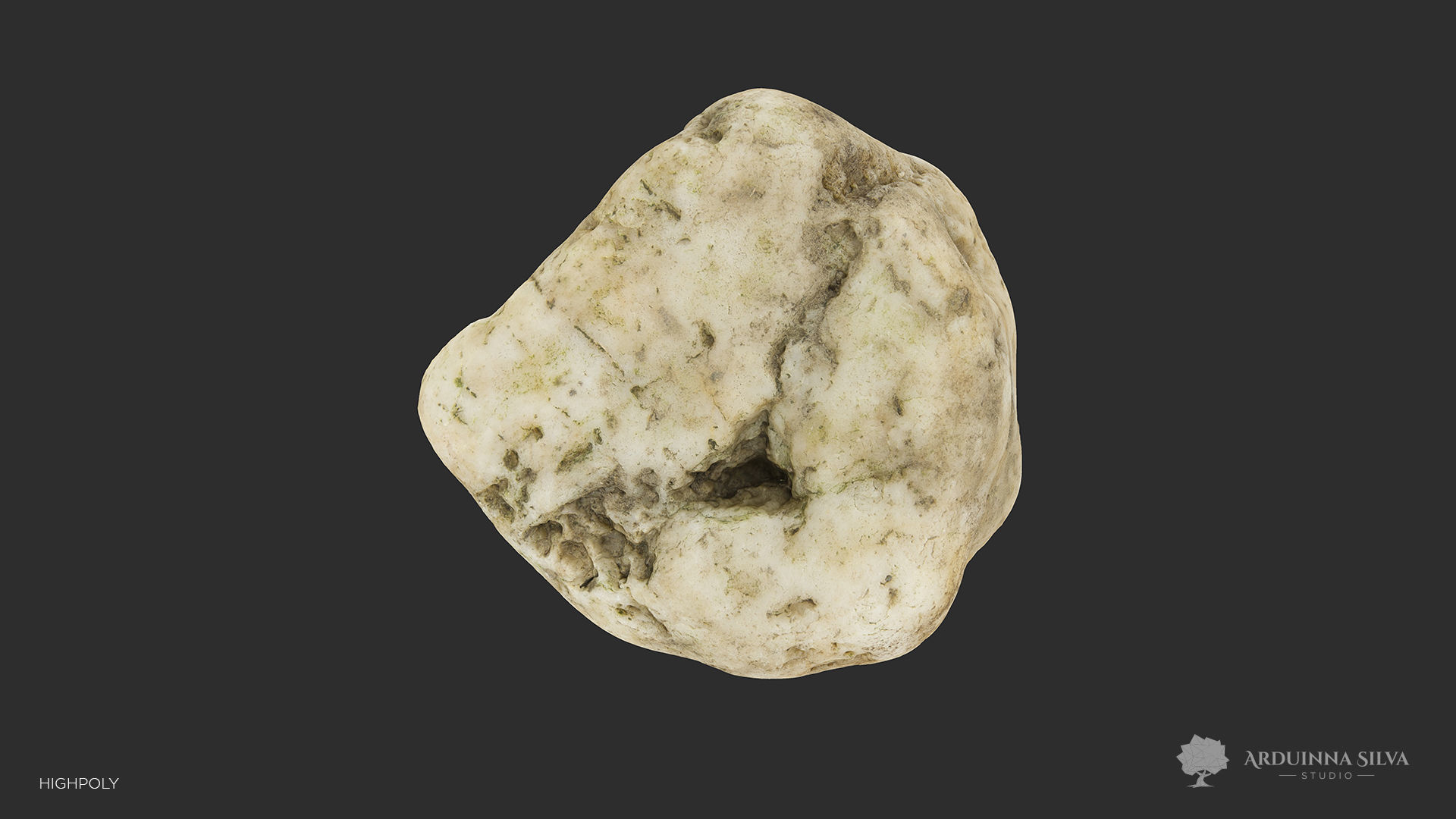 Small river rock 003 - Photogrammetry Low-poly 3D model_2