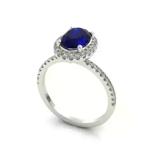 Oval Shaped Halo Engagement Ring With Sapphire 1