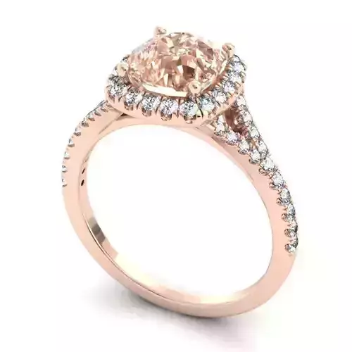 Rose Gold Halo Engagement Ring With Gem