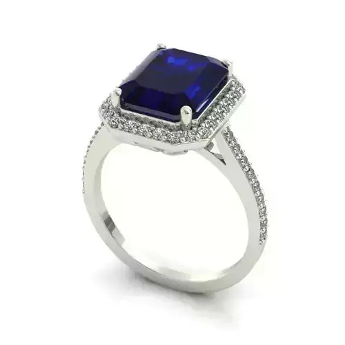 Engagement Ring With Sapphire And Diamonds