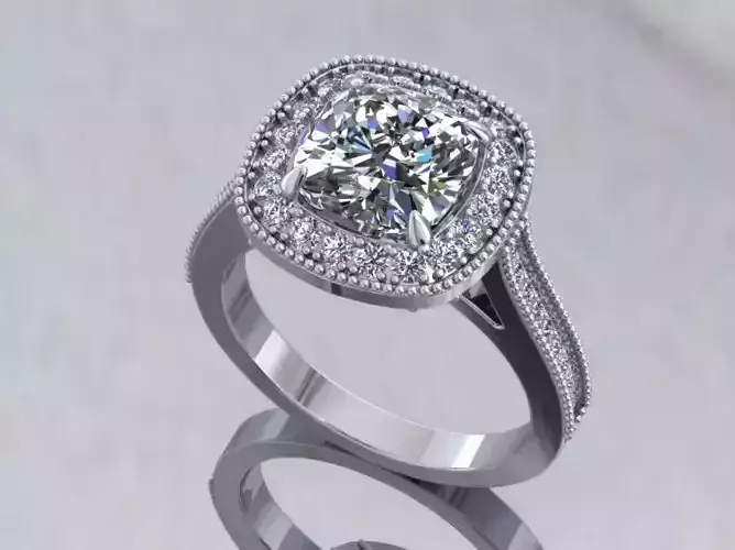 Square Halo Engagement Ring With Diamonds 7
