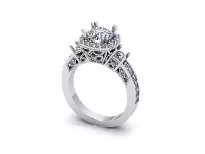 Halo Engagement Ring With Diamonds 2