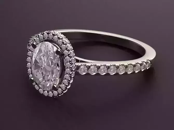 Round Shaped Halo Engagement Ring With Diamonds 1