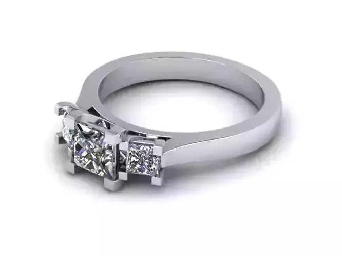 DER-3 Stone Engagement Ring With Diamonds 8