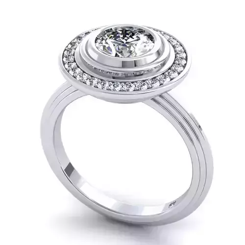 Round Shaped Halo Engagement Ring With Diamonds 2
