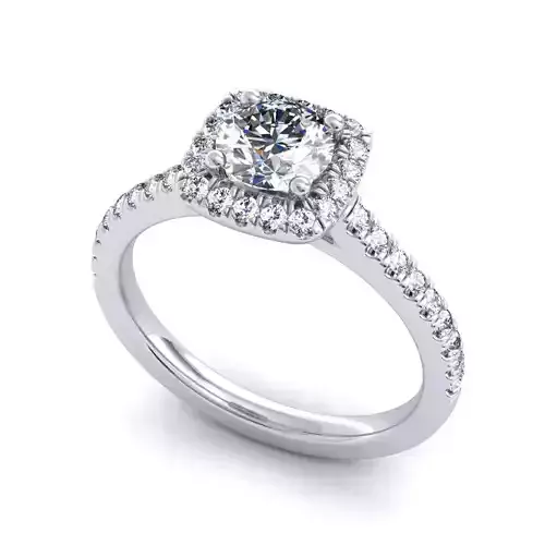 Square Halo Engagement Ring With Diamonds 8