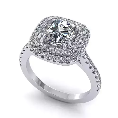 Square Halo Engagement Ring With Diamonds 9