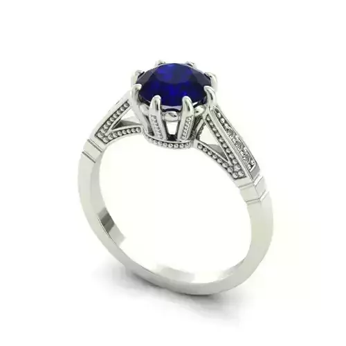 Carved Engagement Ring With Sapphire