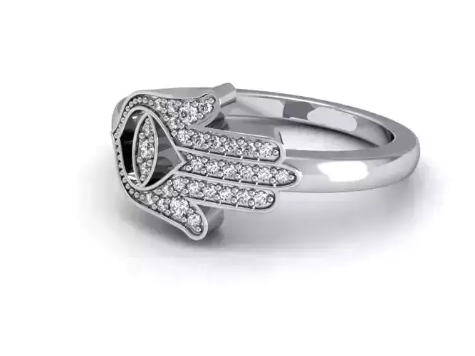 Hand Shaped Engagement Ring With Diamonds