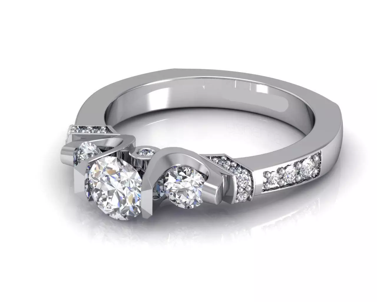 Engagement Ring With Diamonds 190 3D print model_0