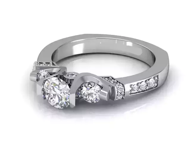 Engagement Ring With Diamonds 190 3D print model