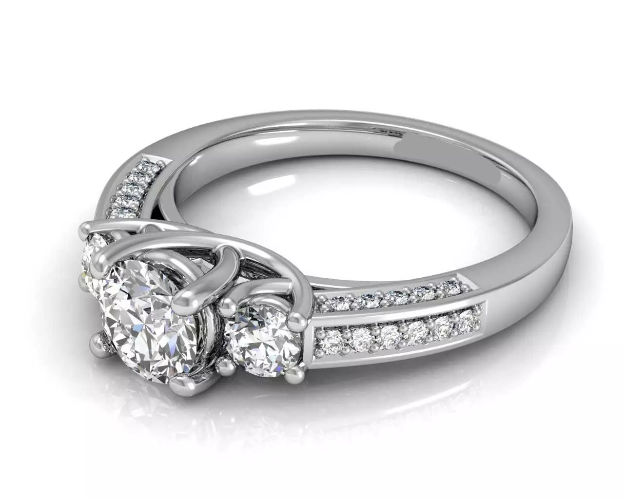 Engagement Ring With Diamonds 193 3D print model_0