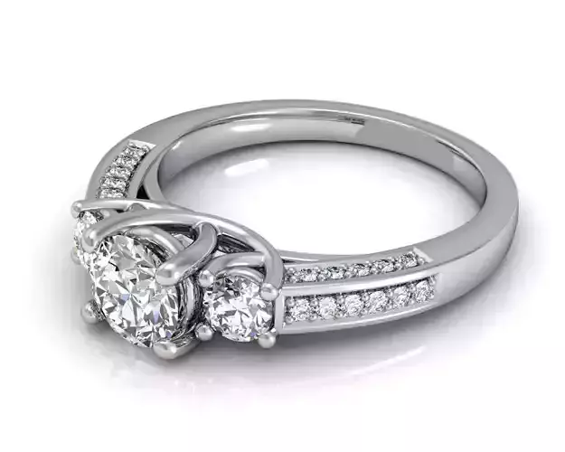 Engagement Ring With Diamonds 193 3D print model