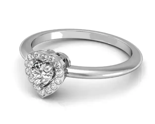 Heart Shaped Halo Engagement Ring With Diamonds