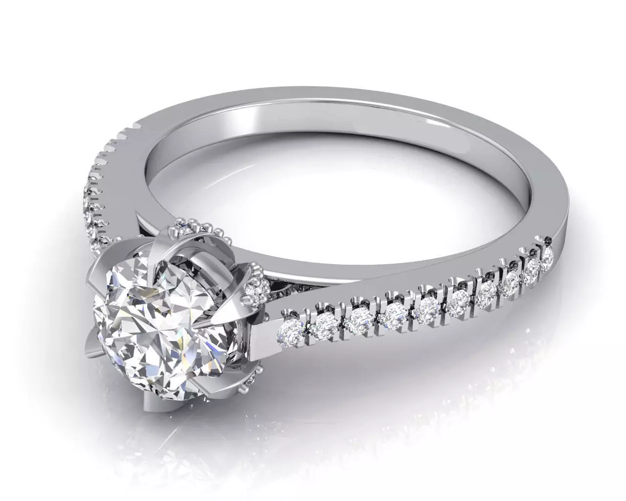 Engagement Ring With Diamonds 195 3D print model_0